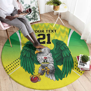 Custom Cricket African Nigeria Round Carpet Najeriya Yellow Greens Eagle - African Pride