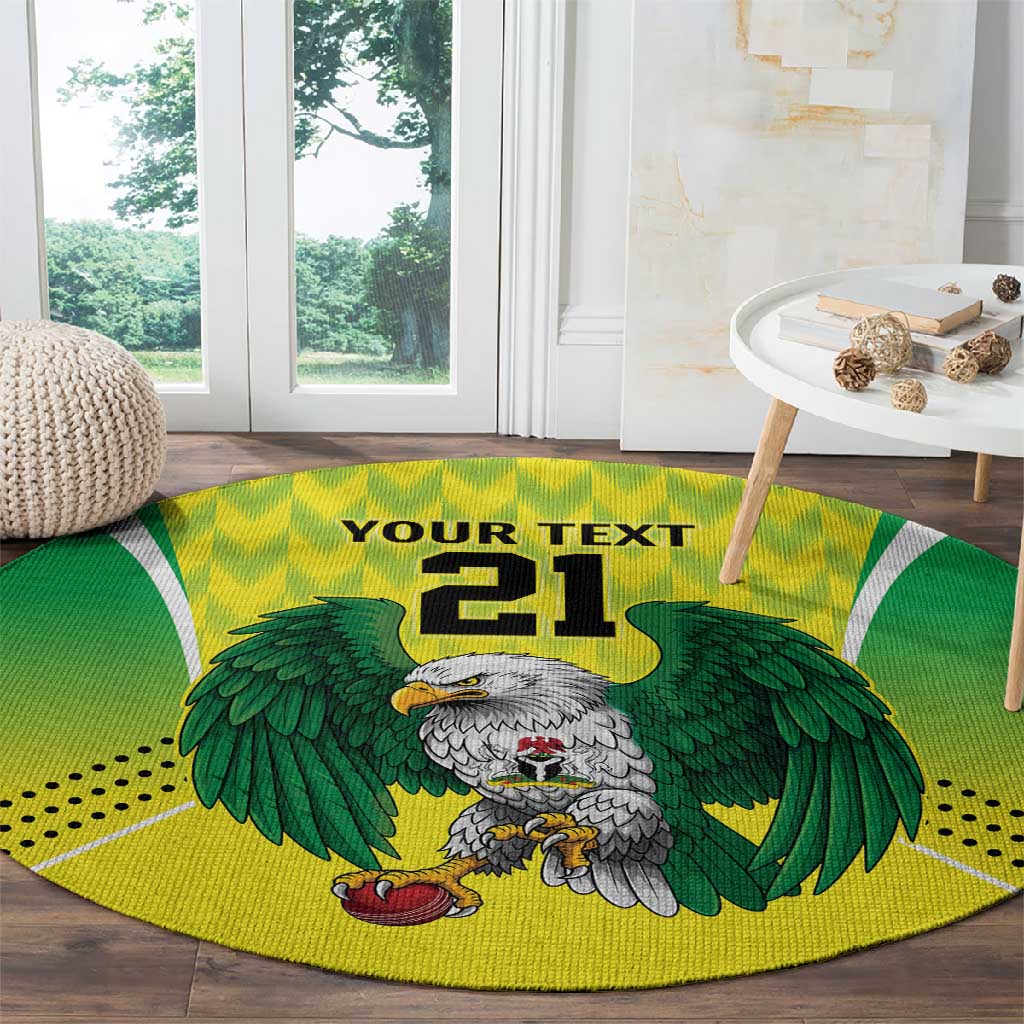 Custom Cricket African Nigeria Round Carpet Najeriya Yellow Greens Eagle - African Pride