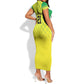 Custom Cricket African Nigeria Short Sleeve Bodycon Dress Najeriya Yellow Greens Eagle - African Pride