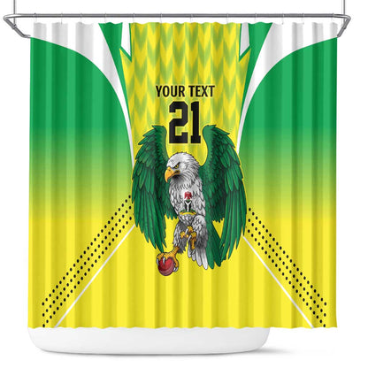 Custom Cricket African Nigeria Shower Curtain Najeriya Yellow Greens Eagle - African Pride