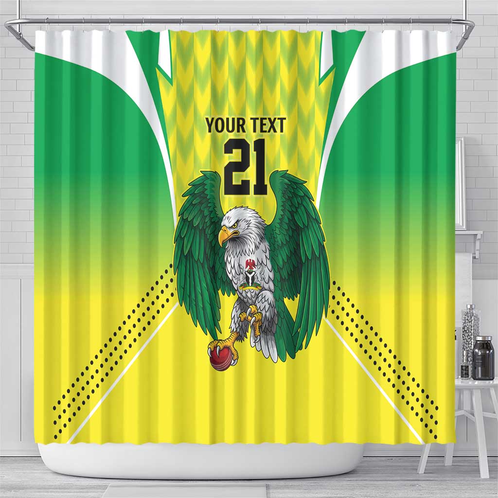 Custom Cricket African Nigeria Shower Curtain Najeriya Yellow Greens Eagle - African Pride