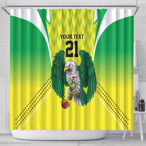 Custom Cricket African Nigeria Shower Curtain Najeriya Yellow Greens Eagle - African Pride