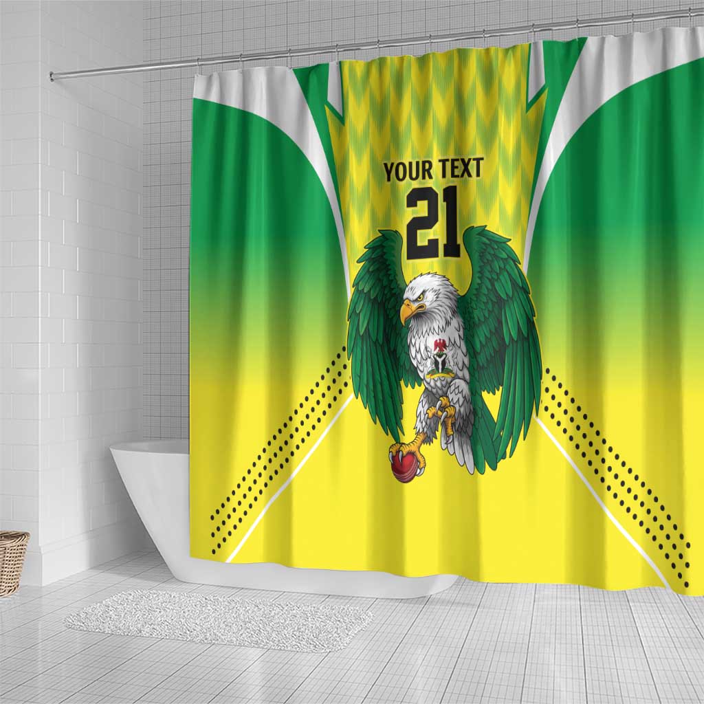 Custom Cricket African Nigeria Shower Curtain Najeriya Yellow Greens Eagle - African Pride