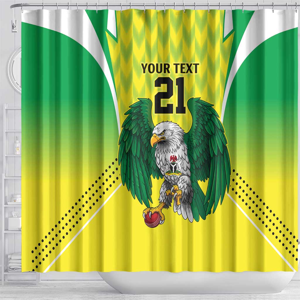 Custom Cricket African Nigeria Shower Curtain Najeriya Yellow Greens Eagle - African Pride