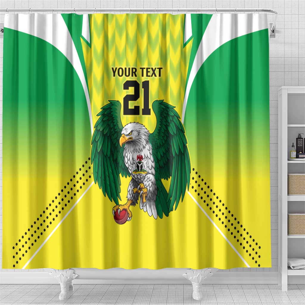 Custom Cricket African Nigeria Shower Curtain Najeriya Yellow Greens Eagle - African Pride