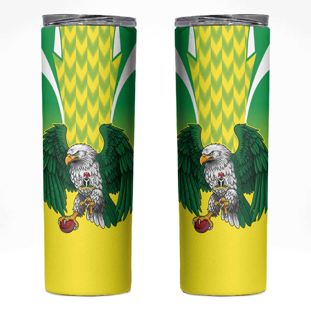 Custom Cricket African Nigeria Skinny Tumbler Najeriya Yellow Greens Eagle - African Pride