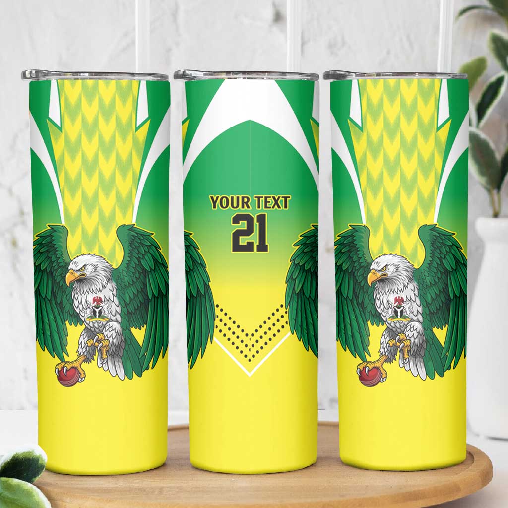 Custom Cricket African Nigeria Skinny Tumbler Najeriya Yellow Greens Eagle - African Pride