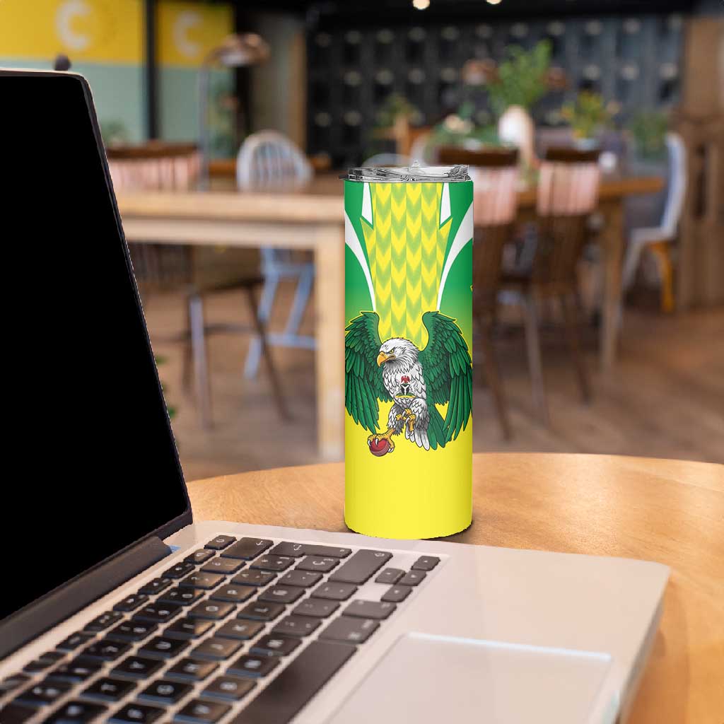 Custom Cricket African Nigeria Skinny Tumbler Najeriya Yellow Greens Eagle - African Pride