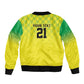 Custom Cricket African Nigeria Sleeve Zip Bomber Jacket Najeriya Yellow Greens Eagle - African Pride