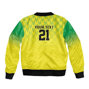 Custom Cricket African Nigeria Sleeve Zip Bomber Jacket Najeriya Yellow Greens Eagle - African Pride