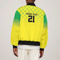 Custom Cricket African Nigeria Sleeve Zip Bomber Jacket Najeriya Yellow Greens Eagle - African Pride