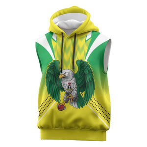 Custom Cricket African Nigeria Sleeveless Hoodie Najeriya Yellow Greens Eagle - African Pride
