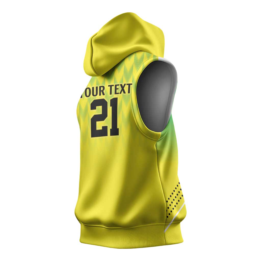 Custom Cricket African Nigeria Sleeveless Hoodie Najeriya Yellow Greens Eagle - African Pride