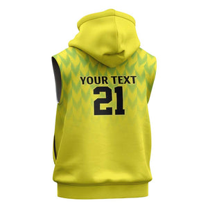 Custom Cricket African Nigeria Sleeveless Zip Hoodie Najeriya Yellow Greens Eagle - African Pride
