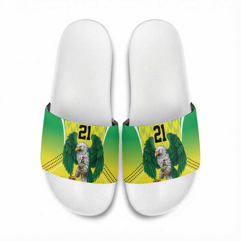 Custom Cricket African Nigeria Slide Sandals Najeriya Yellow Greens Eagle