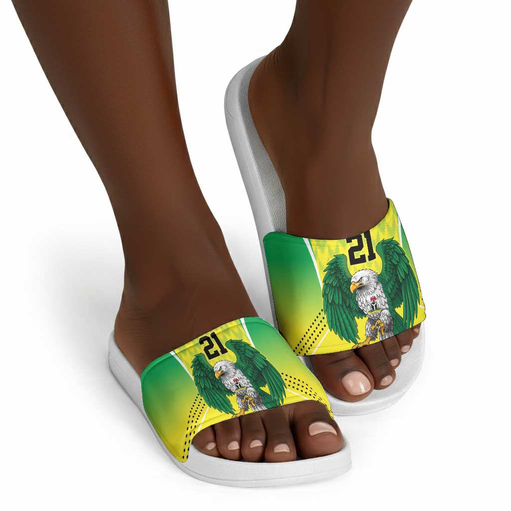 Custom Cricket African Nigeria Slide Sandals Najeriya Yellow Greens Eagle