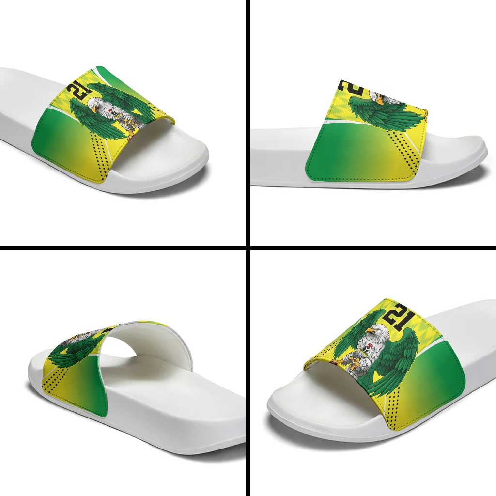 Custom Cricket African Nigeria Slide Sandals Najeriya Yellow Greens Eagle