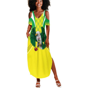 Custom Cricket African Nigeria Summer Maxi Dress Najeriya Yellow Greens Eagle - African Pride