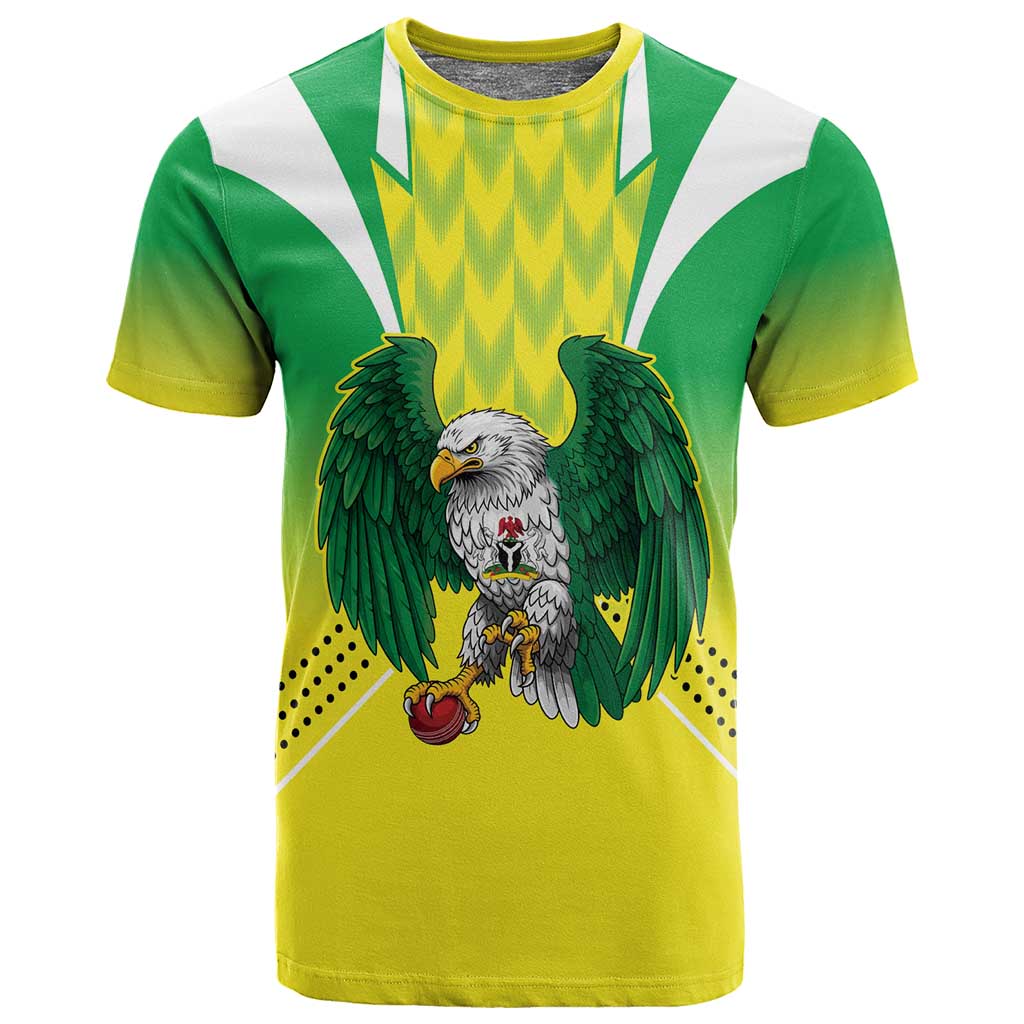 Custom Cricket African Nigeria T shirt Najeriya Yellow Greens Eagle - African Pride