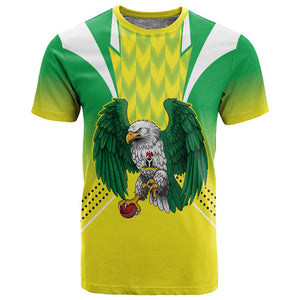 Custom Cricket African Nigeria T shirt Najeriya Yellow Greens Eagle - African Pride
