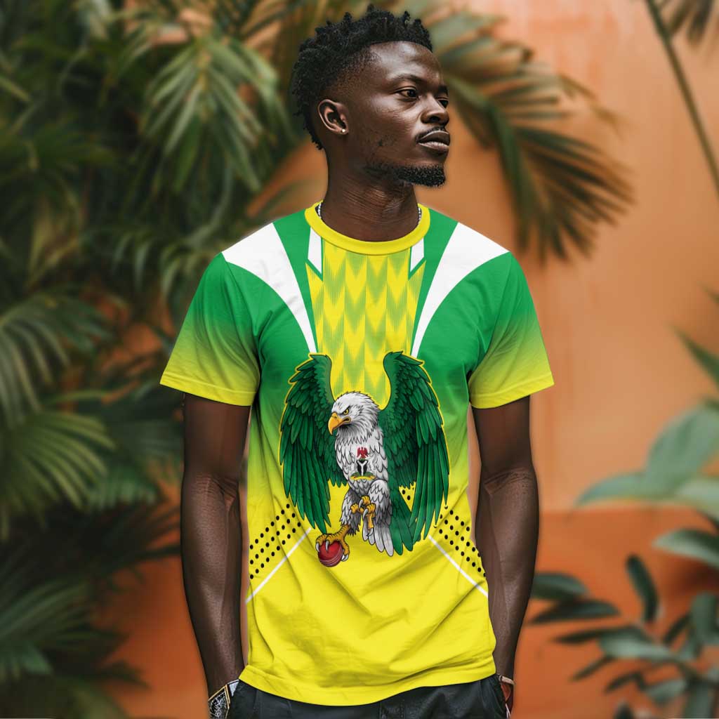 Custom Cricket African Nigeria T shirt Najeriya Yellow Greens Eagle - African Pride