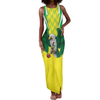 Custom Cricket African Nigeria Tank Maxi Dress Najeriya Yellow Greens Eagle - African Pride