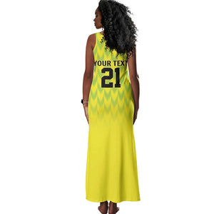 Custom Cricket African Nigeria Tank Maxi Dress Najeriya Yellow Greens Eagle - African Pride