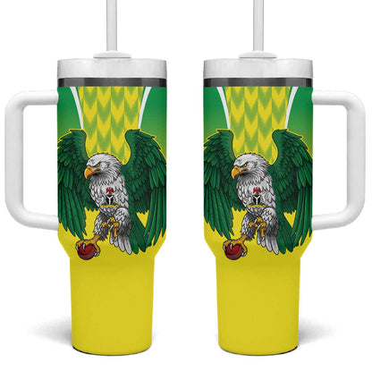 Custom Cricket African Nigeria Tumbler With Handle Najeriya Yellow Greens Eagle - African Pride
