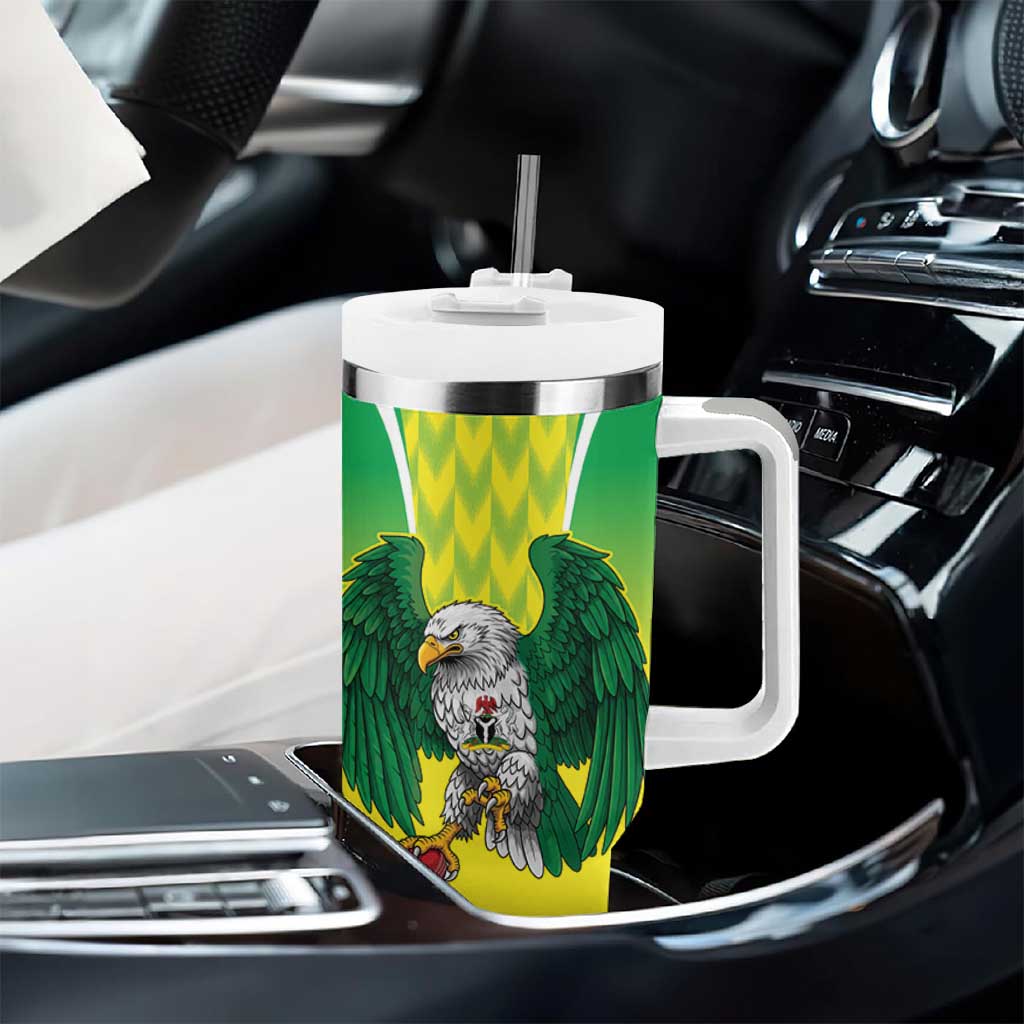 Custom Cricket African Nigeria Tumbler With Handle Najeriya Yellow Greens Eagle - African Pride