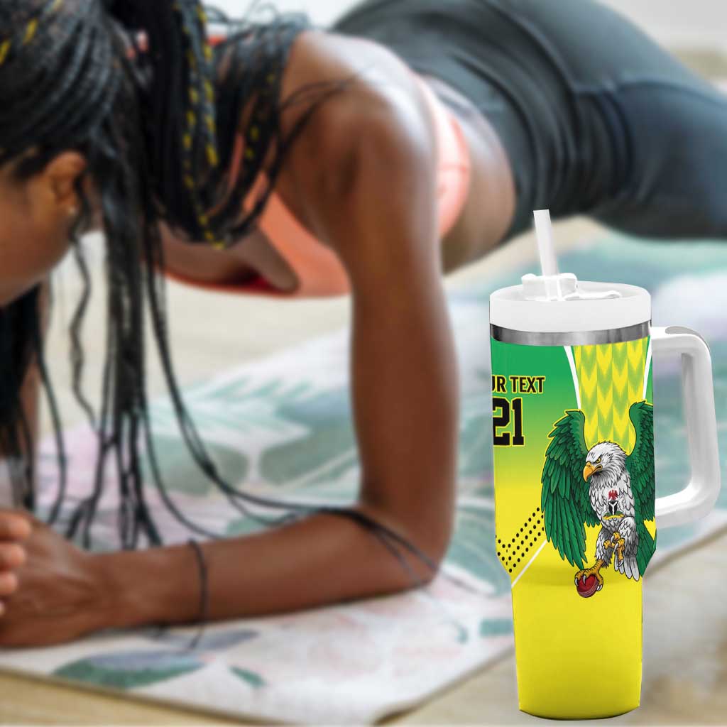 Custom Cricket African Nigeria Tumbler With Handle Najeriya Yellow Greens Eagle - African Pride