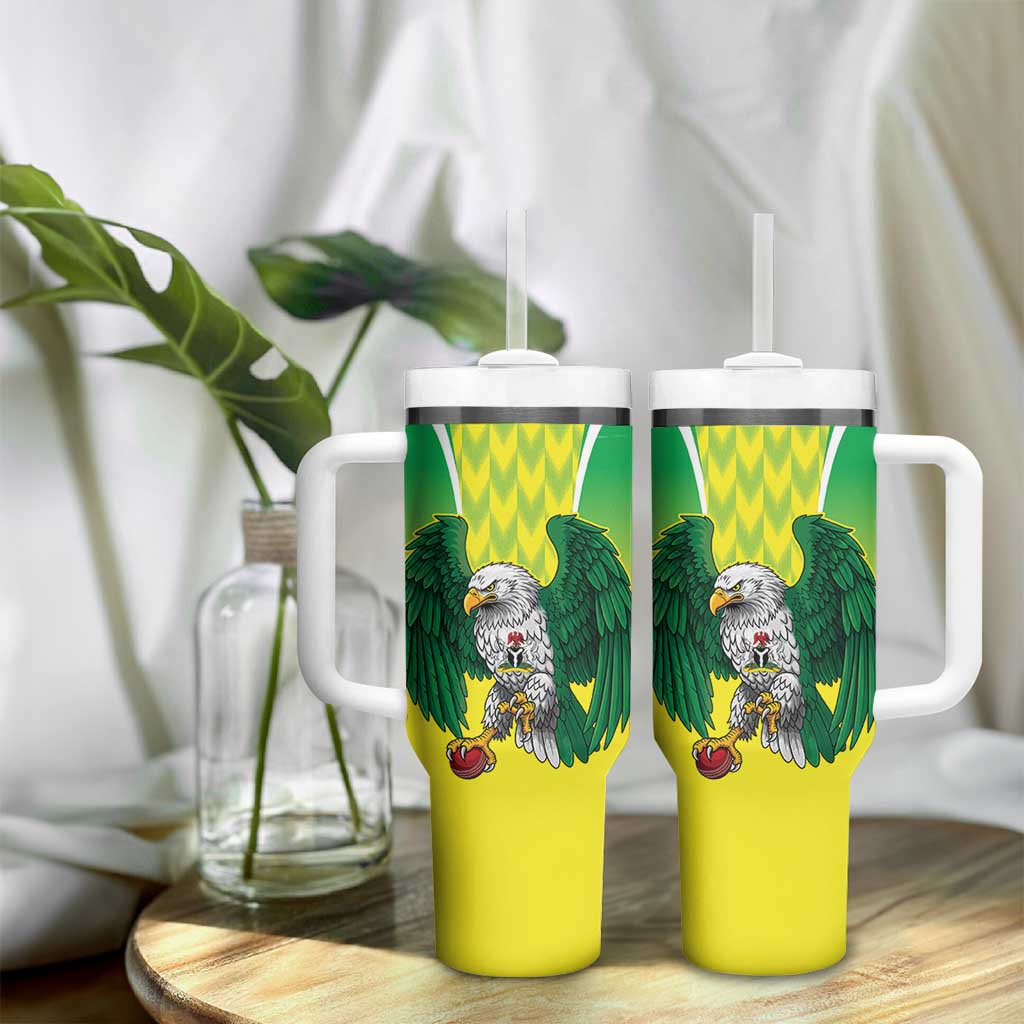 Custom Cricket African Nigeria Tumbler With Handle Najeriya Yellow Greens Eagle - African Pride