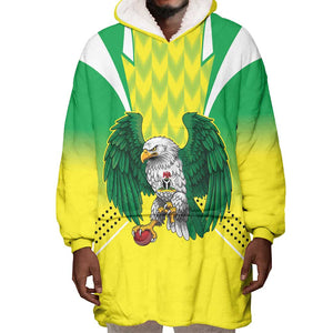 Custom Cricket African Nigeria Wearable Blanket Hoodie Najeriya Yellow Greens Eagle - African Pride
