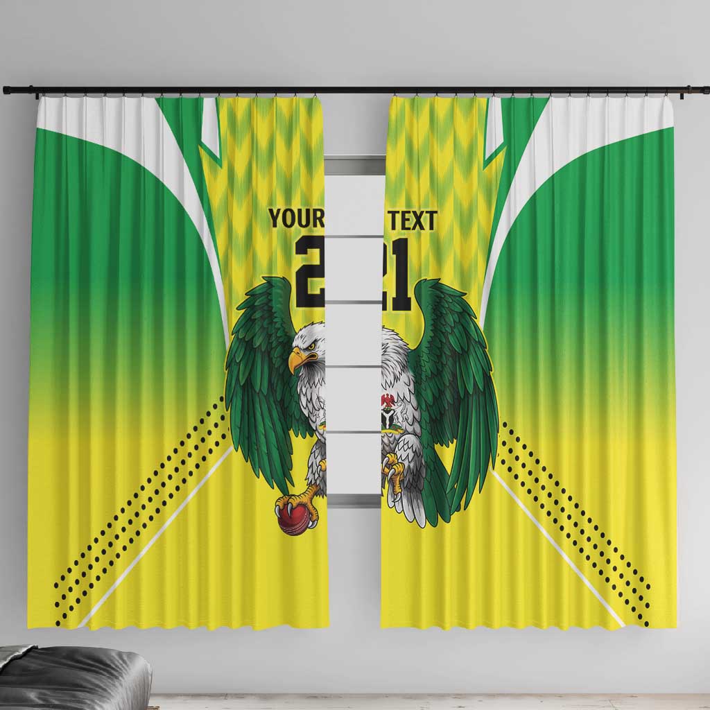 Custom Cricket African Nigeria Window Curtain Najeriya Yellow Greens Eagle - African Pride
