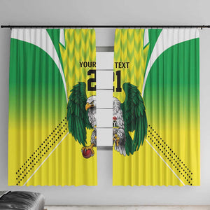 Custom Cricket African Nigeria Window Curtain Najeriya Yellow Greens Eagle - African Pride