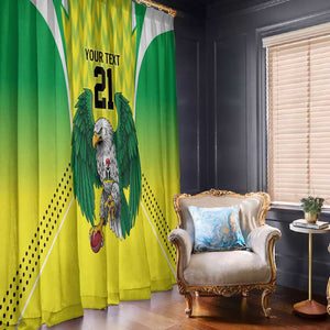 Custom Cricket African Nigeria Window Curtain Najeriya Yellow Greens Eagle - African Pride