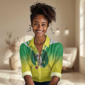 Custom Cricket African Nigeria Women Casual Shirt Najeriya Yellow Greens Eagle - African Pride