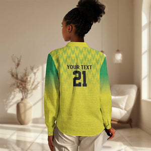 Custom Cricket African Nigeria Women Casual Shirt Najeriya Yellow Greens Eagle - African Pride