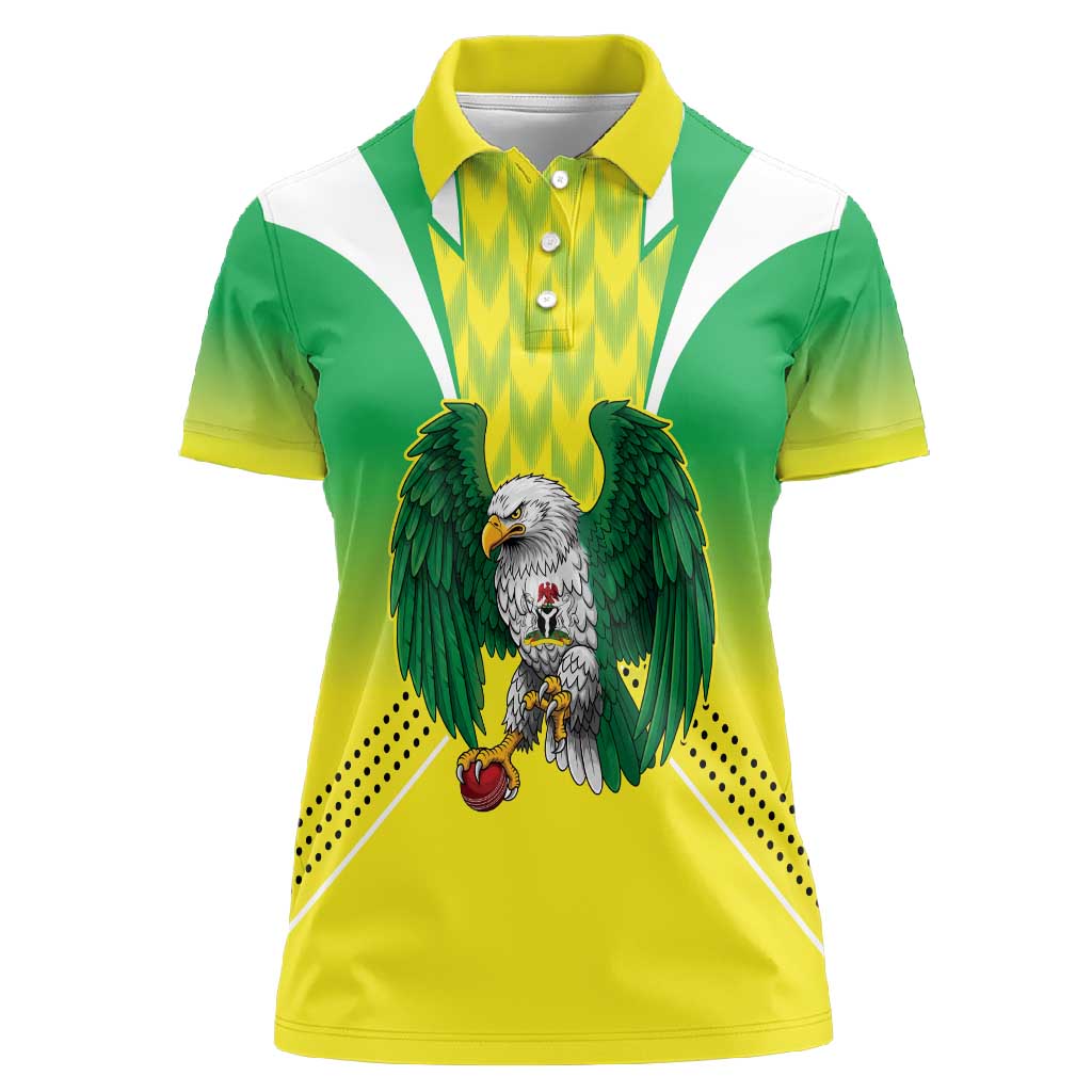 Custom Cricket African Nigeria Women Polo Shirt Najeriya Yellow Greens Eagle - African Pride