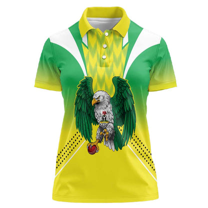 Custom Cricket African Nigeria Women Polo Shirt Najeriya Yellow Greens Eagle - African Pride