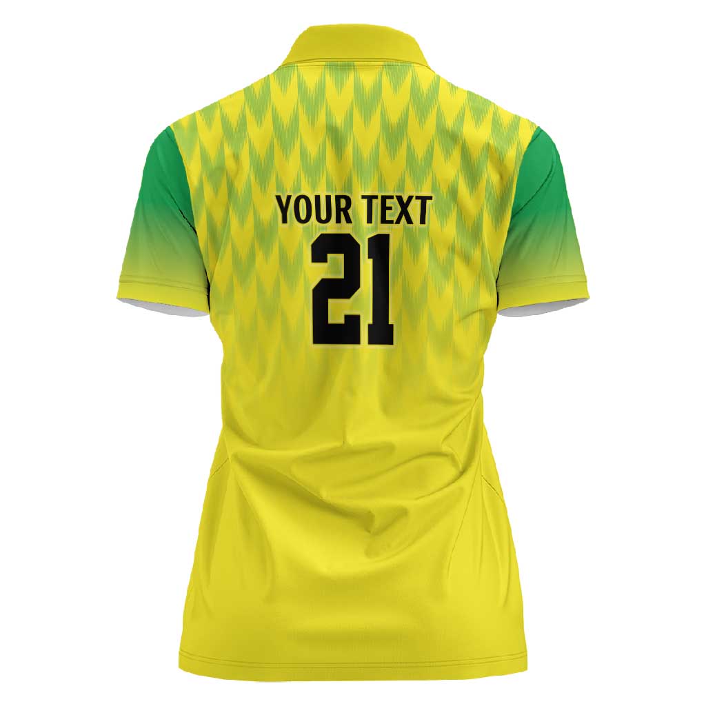 Custom Cricket African Nigeria Women Polo Shirt Najeriya Yellow Greens Eagle - African Pride