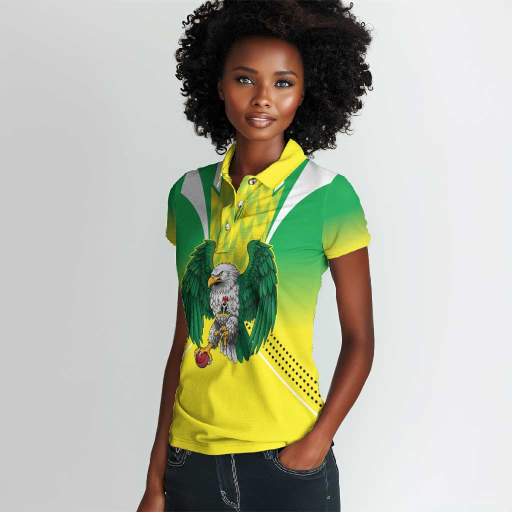 Custom Cricket African Nigeria Women Polo Shirt Najeriya Yellow Greens Eagle - African Pride