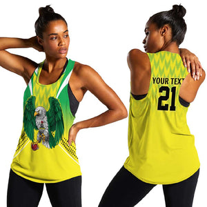 Custom Cricket African Nigeria Women Racerback Tank Najeriya Yellow Greens Eagle - African Pride