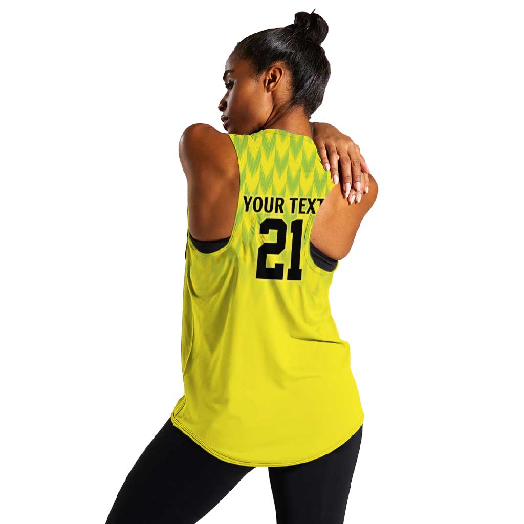 Custom Cricket African Nigeria Women Racerback Tank Najeriya Yellow Greens Eagle - African Pride