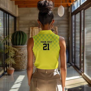Custom Cricket African Nigeria Women Sleeveless Polo Shirt Najeriya Yellow Greens Eagle - African Pride