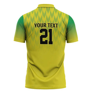 Custom Cricket African Nigeria Zipper Polo Shirt Najeriya Yellow Greens Eagle