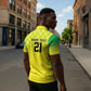 Custom Cricket African Nigeria Zipper Polo Shirt Najeriya Yellow Greens Eagle