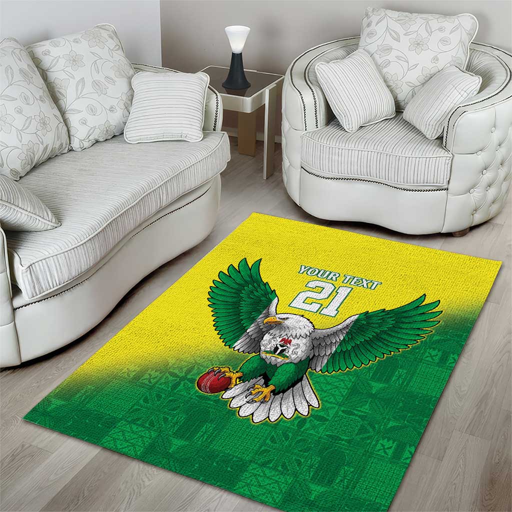 Custom Cricket African Nigeria Area Rug Najeriya Angry Eagle Flag Motif - African Pride
