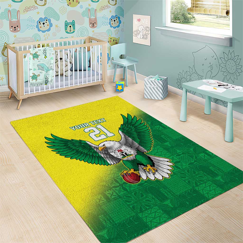 Custom Cricket African Nigeria Area Rug Najeriya Angry Eagle Flag Motif - African Pride