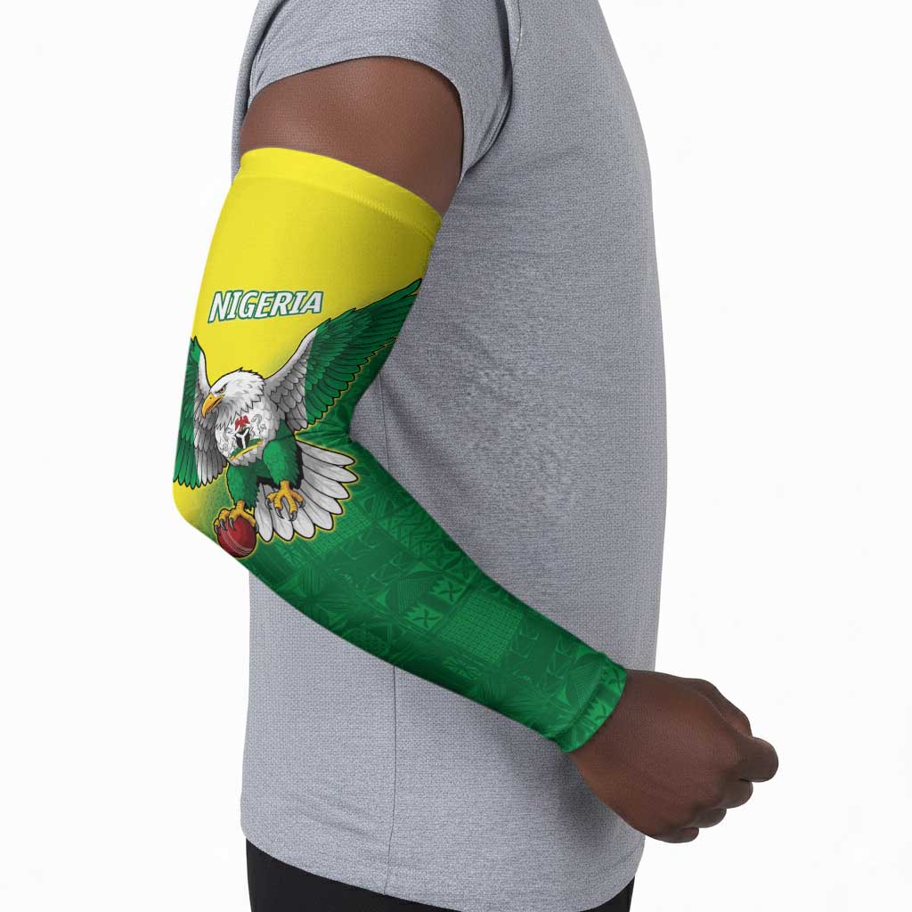 Custom Cricket African Nigeria Arm Sleeves Najeriya Angry Eagle Flag Motif