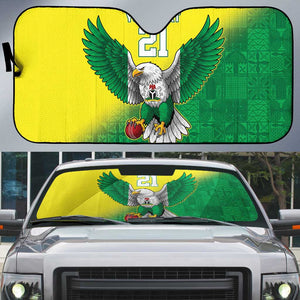 Custom Cricket African Nigeria Auto Sun Shade Najeriya Angry Eagle Flag Motif
